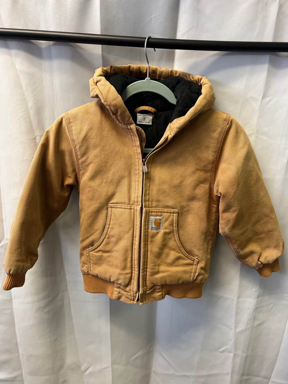 Carhartt XS Jacket Tan Quilted Lining Hooded Workwear Coat